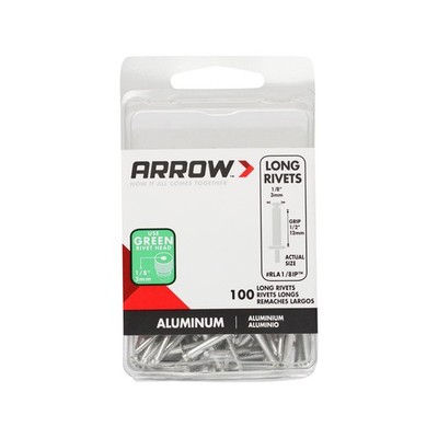 Arrow Fastener RLA1/8IP Aluminum Silver Long HD Blind Rivet 1/8 Dia. in.