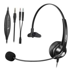 Computer Headset, 3.5mm Cell Phone Headset with Mic Noise Cancelling, Black