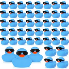 48 Pack Mini Rubber Ducks with Sunglasses Sets Squeaky Bath Toys Float Bathtu...