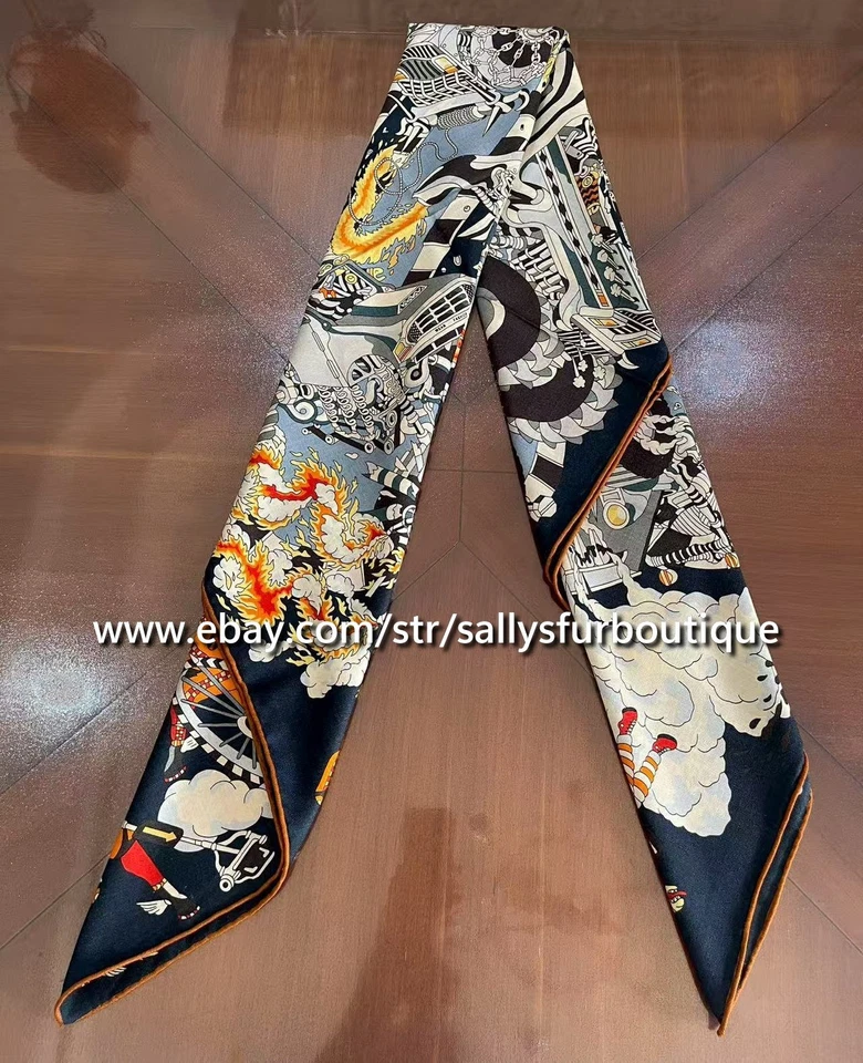 Sallys 70% Cashmere & 30% Silk Wrap Scarf Vehicle Print Double Face Shawl 53" - Image 4 of 4