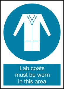 Lab Coats Must Be Worn Safety PPE Warning Self Adhesive Vinyl Sticker
