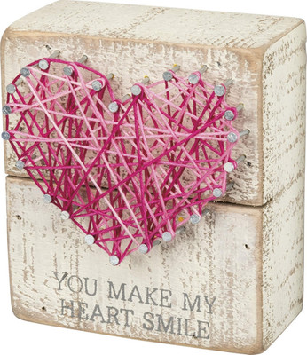 String Art Box Sign, 3.5 x 4-Inches,White