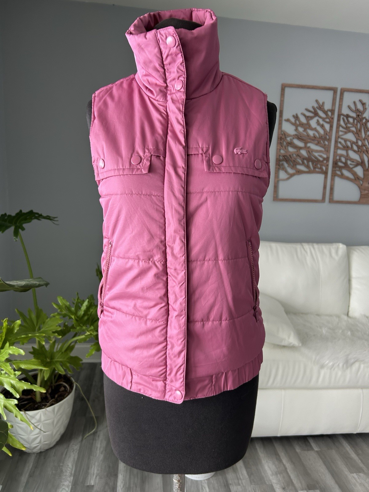 Lacoste Women Puffer Vest Women Size 36 EUC
