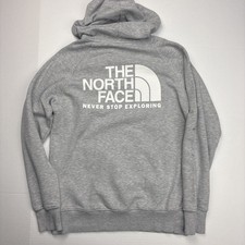 The North Face Women Small Hoodie Never Stop Exploring Gray Sweatshirt Flaws
