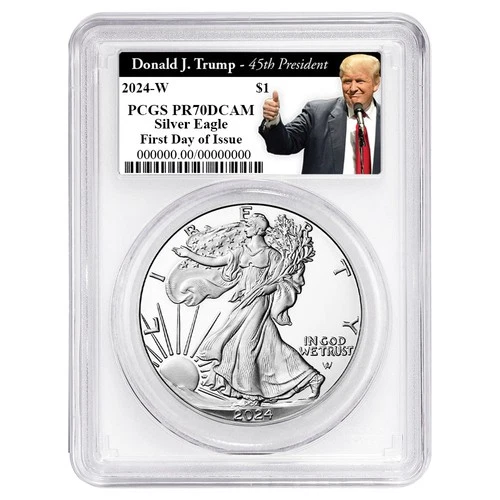 2024-W Proof $1 American Silver Eagle PCGS PR70DCAM FDOI Trump 45th President