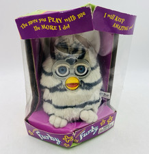 Vintage Furby 1998 Zebra Print Black and White 70-800 Tiger Electronics NIB