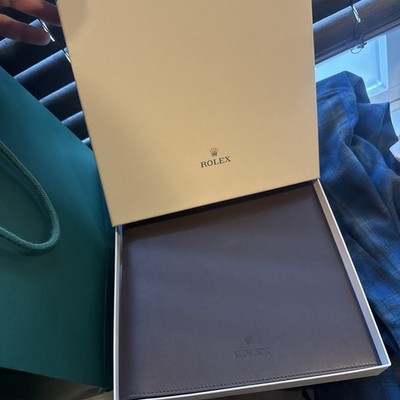 Rolex Brown Leather Portfolio NoteBook with Green Rolex Caran d Ache Pen