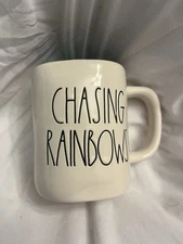 Rae Dunn Chasing Rainbows Artisan Collection Coffee Mug Magenta D Handle