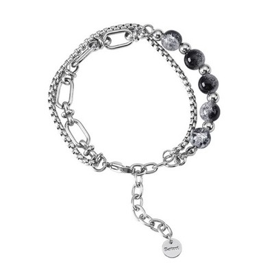 Stainless Steel Double Layer Bracelet Beaded Bracelet Chain Bracelet for Daily