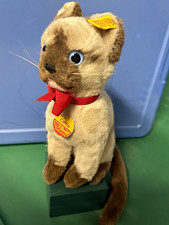 NWT vintage Steiff Cattie Siamese Cat Plush Stuffed Animal Vintage