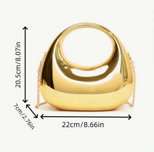 Gold Plated Crossbody Moon Bag With Chain Strap - Picture 4 of 4