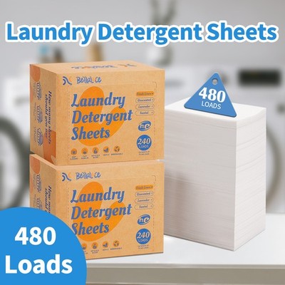 Laundry Detergent Sheets 480  LOADS  - Space-Saving, Hypoallergenic,Travel-Frien