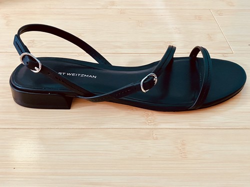 Stuart Weitzman Kenna Sandal Black Leather Women’s Size 8 New with Box and Bag