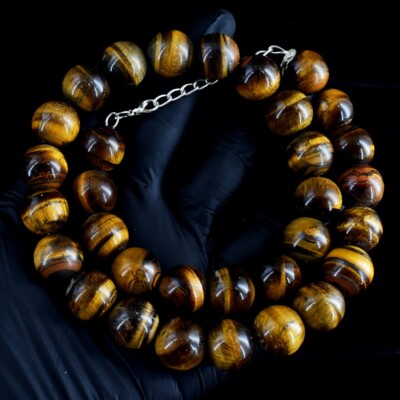 Awesome 1098.00 Cts Golden Tiger Eye Grade Selling Beaded Necklace VK 11 E673