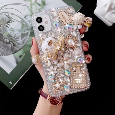 For Motorola Moto Diamond Luxury Pumkin Car Love Perfume Soft Case Cover Bling