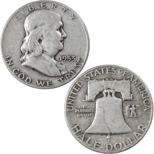 1953 D Franklin Half Dollar AG About Good 90% Silver 50c US Coin Collectible - Picture 3 of 4
