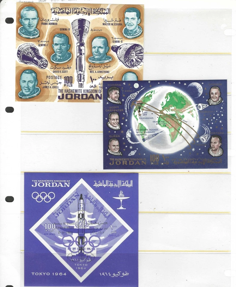 JORDAN 1964-6 ESPACIO HONRANDO ASTRONAUTAS SELLOS TRIANGULARES IMPERMEABLES RAROS Foto 2 de 2