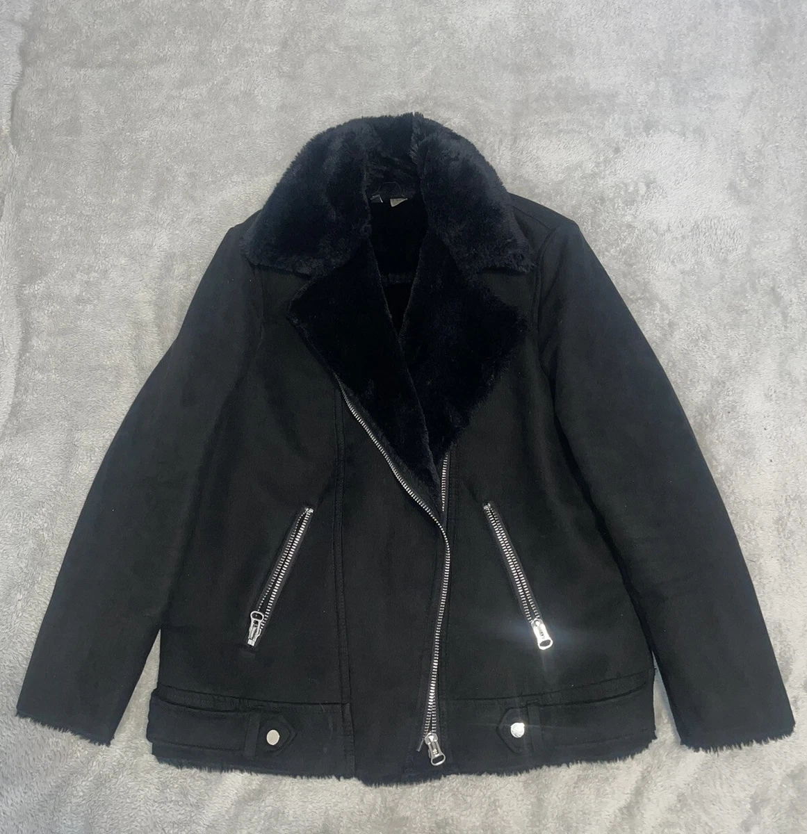 Faux fur lined deals biker jacket h&m
