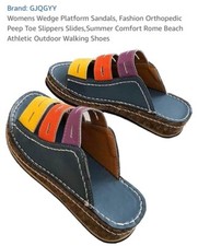 Women's GJQGY slide slip on Sandals, Size 9, 40 EU Blue multicolor NWOT
