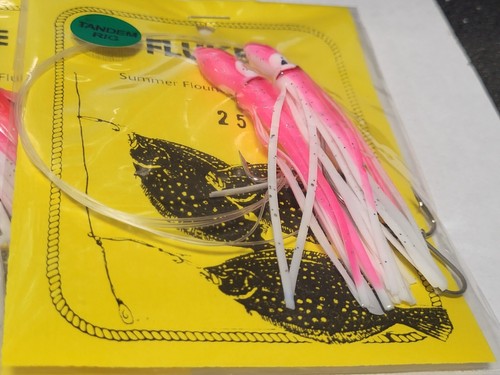 3 calamari tandem NJ legati a mano ROSA/BIANCO con 3 vie + Snap Fluke/Summer Flounder Rigs - Foto 3 di 3