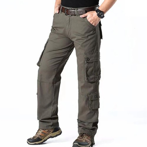 UK Mens Cargo Trousers 100% Cotton Work Trousers Tactical Combat Outdoor Pants - Picture 30 of 40