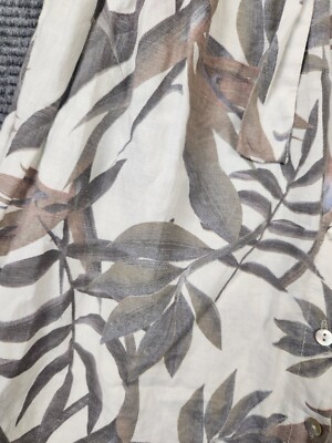 laura bianchi linen dress Laura Bianchi Dress Women's Size Medium Tan Linen Plant Leaves Buttons  Collared