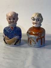 Antique Pair Porcelain Ma & Pa Carters INX Ink Bottles circa 1914  Germany 