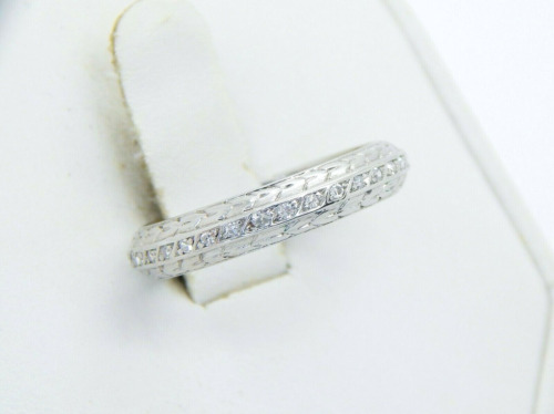 Art Deco 1930's Platinum Antique Diamond 4mm Engr… - image 1