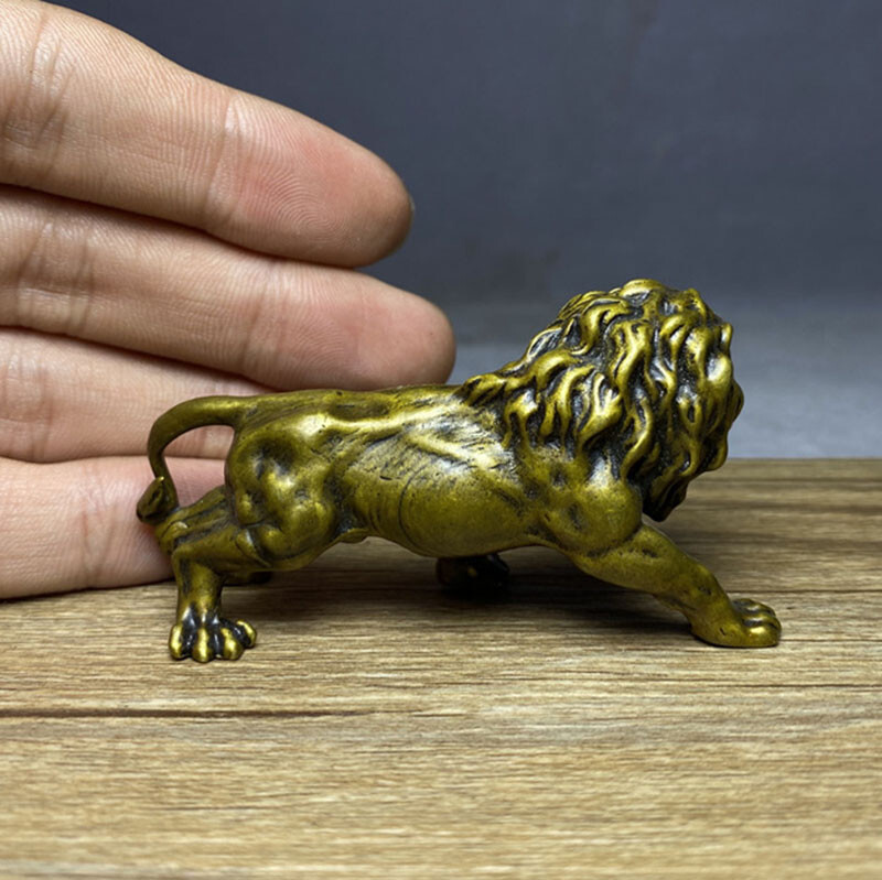 Vintage Brass Lion Figurines Statue Home Ornaments Animal Figurines