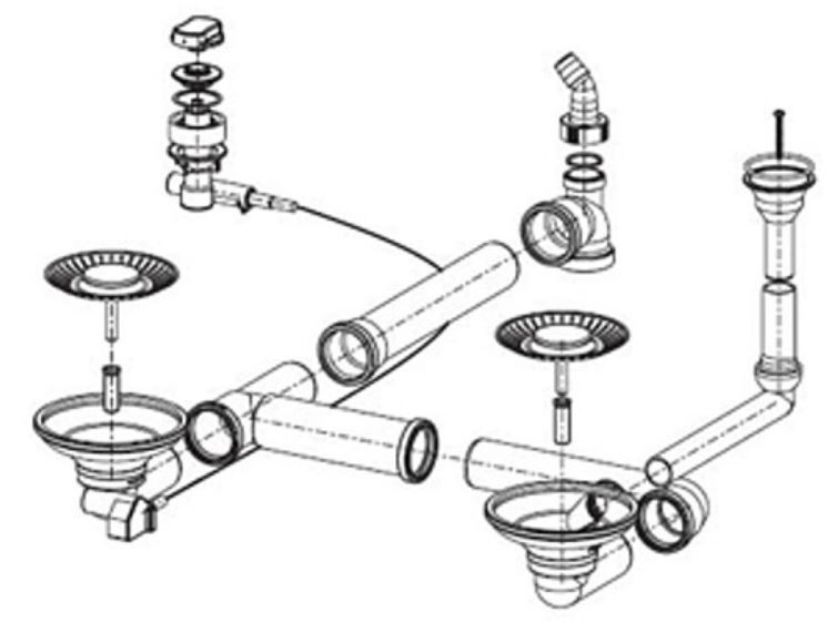 ab und Überlaufgarnitur für die Franke spüle Atlantis ALX 654  
