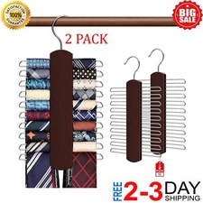 2 Pack Tie Hanger with 40 Hooks, Space Saving Necktie Organizer for Men, Large C