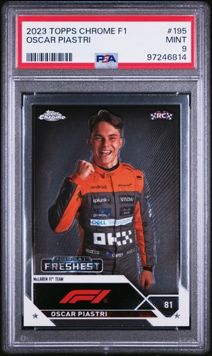 2023 TOPPS CHROME F1 OSCAR PIASTRI FRESHEST INSERT ROOKIE CARD RC #195 PSA 9 - Picture 3 of 4