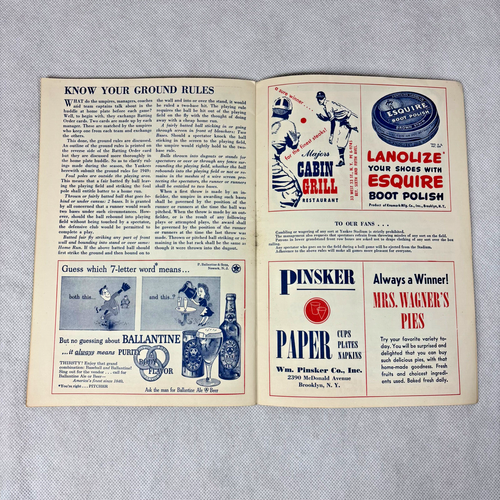 Programa de los Yankees de Nueva York 1949 Yankee Stadium sin anotar contra los senadores de Washington - Imagen 17 de 24