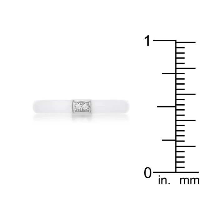 Anillo banda cerámica blanca con circonita cúbica Foto 2 de 4