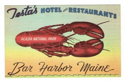 Testa's Hotel and Restaurant Bar Harbor Maine ME Postcard Acadia National Park