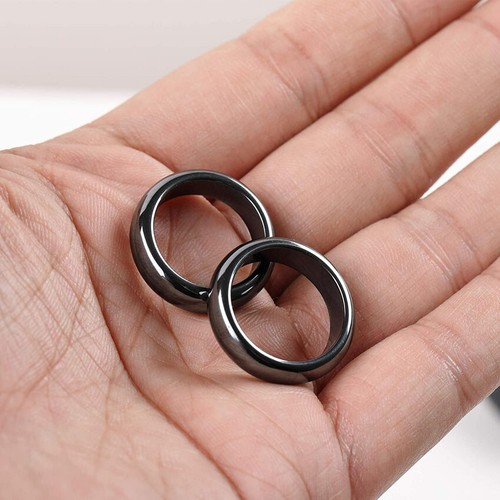 Sizes 6-12 Magnetic Neutral Ring Gift Energy Jewelry Natural Hematite Black Ring - Foto 3 di 9