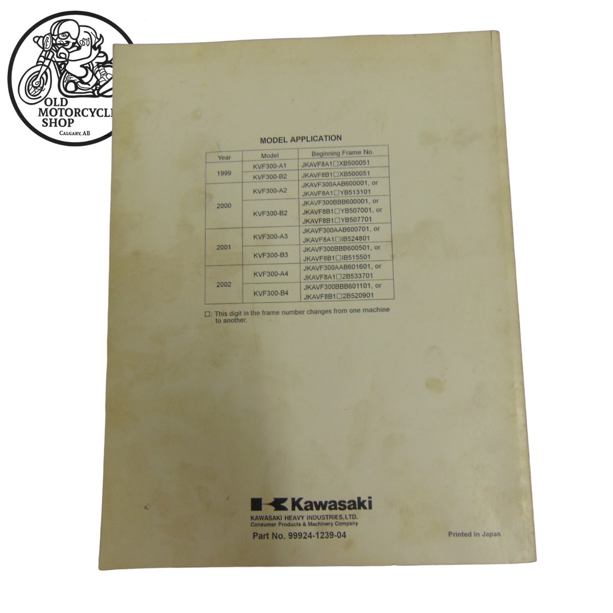 KAWASAKI 1999-2002 PRAIRIE 300 4X4 PRAIRIE 300 ATV SERVICE MANUAL
