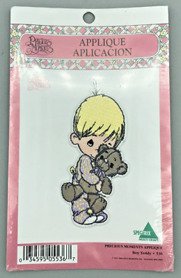 Spectrix Precious Moments Sew or Iron-On Applique Boy Teddy #536, 1997 VTG RARE