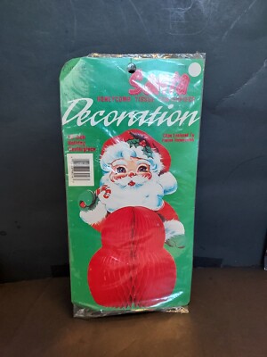 Vtg Santa Honeycomb 10'' Christmas Centerpiece Eureka USA