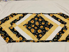 Spring,Summer,  Fall "Bees and Sunflowers "Quilted Table Runner 13in x36 in