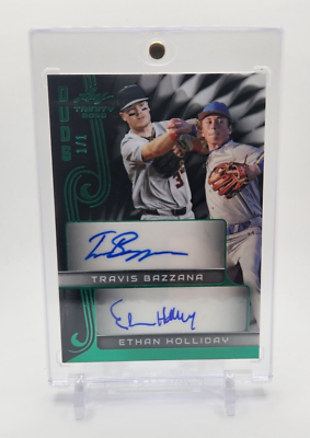 2023 Leaf Trinity Duos AUTO Travis Bazzana & Ethan Holiday Green 1 