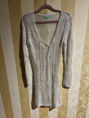 Melissa Odabash A Gorgeous Beach Dress Size S Light Grey With Silver Lurex