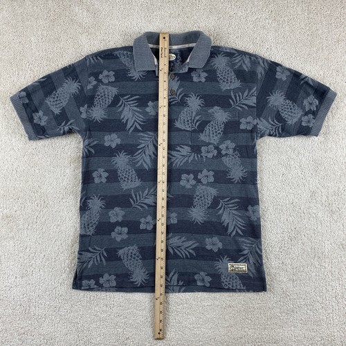 Tommy Bahama Polo Shirt Mens Small Gray Striped Pineapple Pattern Heavyweight - Picture 5 of 11