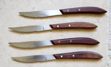 Set 4 DEXTER RUSSELL Stainless Serrated Steak Knives PreBan Rosewood Handles USA