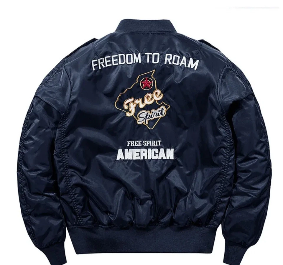 Aviator Pilot Jacket Bomber Embroidery Military Bomber Winter Coat - Image 4 of 4