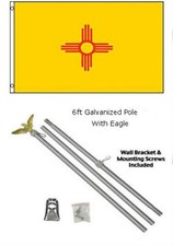 3x5 State of New Mexico Flag Galvanized Pole Kit Eagle Top 3'x5'