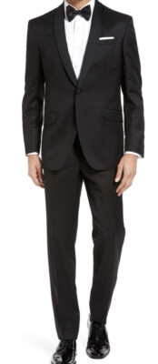 Ted Baker  London  Josh  Trim Fit Black Shawl Lapel Tuxedo Size 36R MSRP $ 1,095