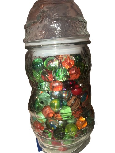 Marble Jar LIBBY Clear Glass Santa Claus Jar With Hat Lid 🧡 Green Red Vitro 122 - Picture 3 of 7