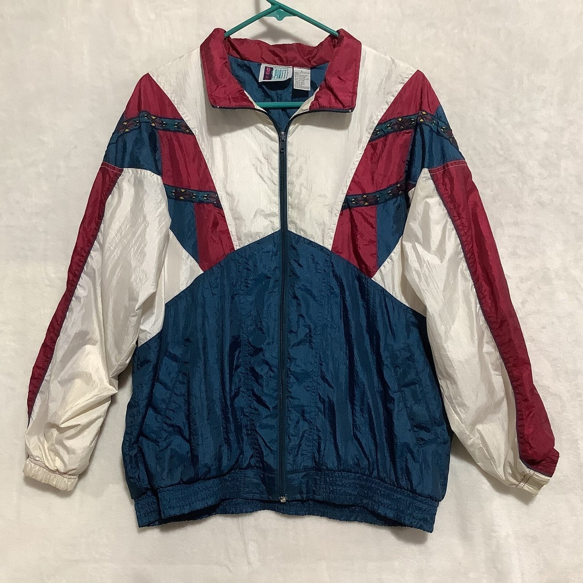 VTG Bold Spirit Jacket Lined SZ L ColorBlock Nylon Windbreaker 90s