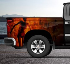 Zombie Woman Fire Orange Truck Wrap Vinyl Bed Side Graphic Decal Tailgate DS PS